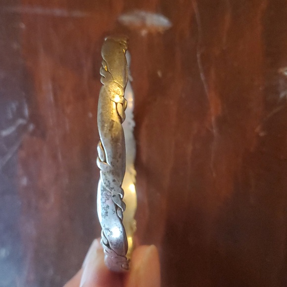 Vintage Sterling Silver 925 Bangle Bracelet Crafted In Mexico - Picture 6 of 8